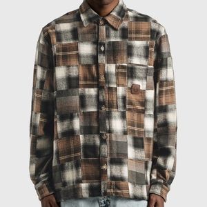 FA patchwork plaid mens buttonup